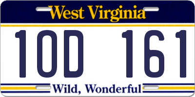 WV license plate 1OD161