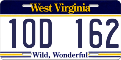 WV license plate 1OD162