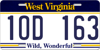 WV license plate 1OD163