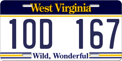 WV license plate 1OD167