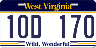 WV license plate 1OD170