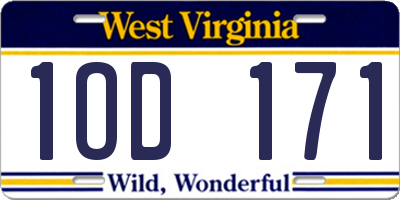 WV license plate 1OD171
