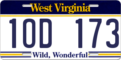 WV license plate 1OD173