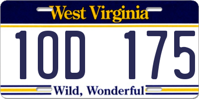 WV license plate 1OD175