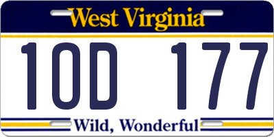 WV license plate 1OD177