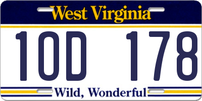 WV license plate 1OD178