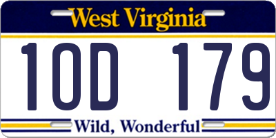 WV license plate 1OD179