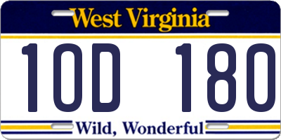 WV license plate 1OD180