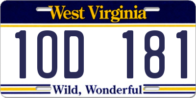 WV license plate 1OD181