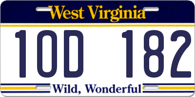 WV license plate 1OD182