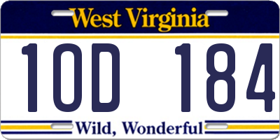 WV license plate 1OD184
