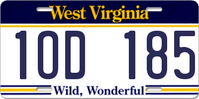 WV license plate 1OD185