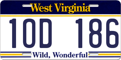 WV license plate 1OD186