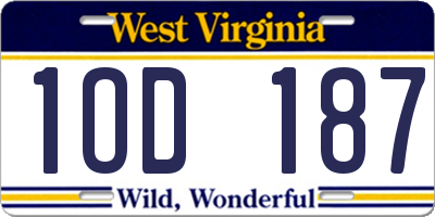 WV license plate 1OD187