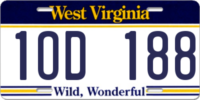 WV license plate 1OD188