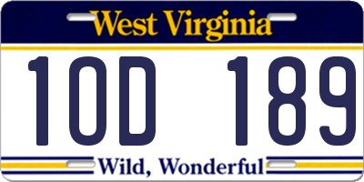 WV license plate 1OD189