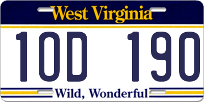 WV license plate 1OD190