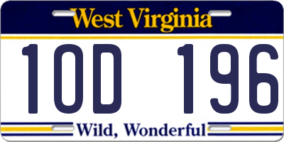 WV license plate 1OD196