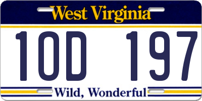 WV license plate 1OD197