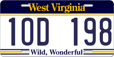 WV license plate 1OD198