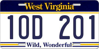 WV license plate 1OD201