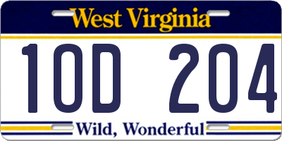 WV license plate 1OD204