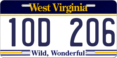 WV license plate 1OD206