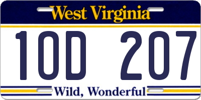 WV license plate 1OD207