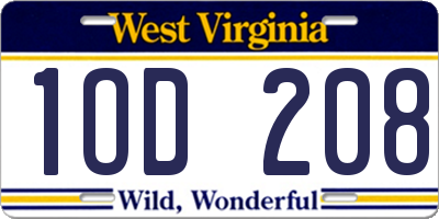 WV license plate 1OD208