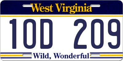 WV license plate 1OD209