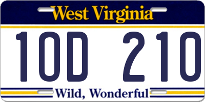 WV license plate 1OD210