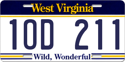WV license plate 1OD211