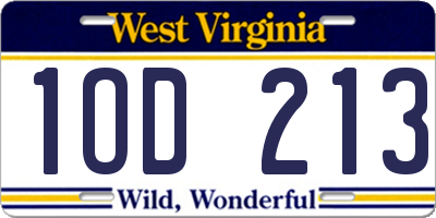 WV license plate 1OD213