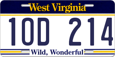 WV license plate 1OD214