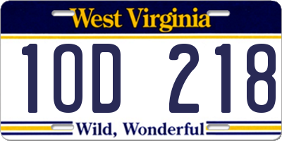 WV license plate 1OD218