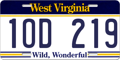 WV license plate 1OD219