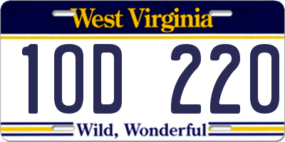 WV license plate 1OD220