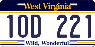 WV license plate 1OD221