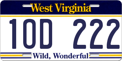 WV license plate 1OD222
