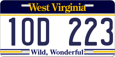 WV license plate 1OD223