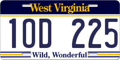 WV license plate 1OD225
