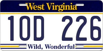 WV license plate 1OD226