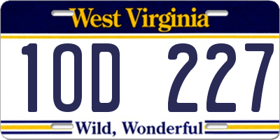 WV license plate 1OD227