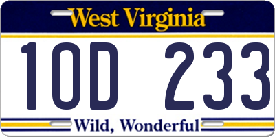 WV license plate 1OD233