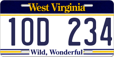 WV license plate 1OD234