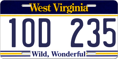WV license plate 1OD235
