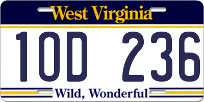 WV license plate 1OD236