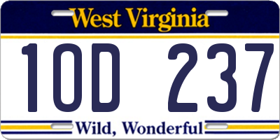 WV license plate 1OD237