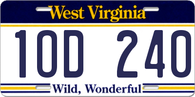 WV license plate 1OD240