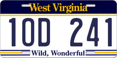 WV license plate 1OD241